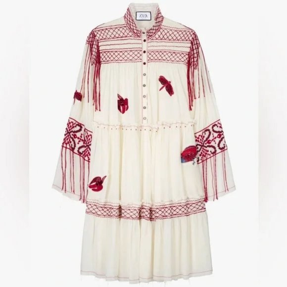 ZARA LIMITED EDITION EMBROIDERED DRESS - Picture 1 of 9